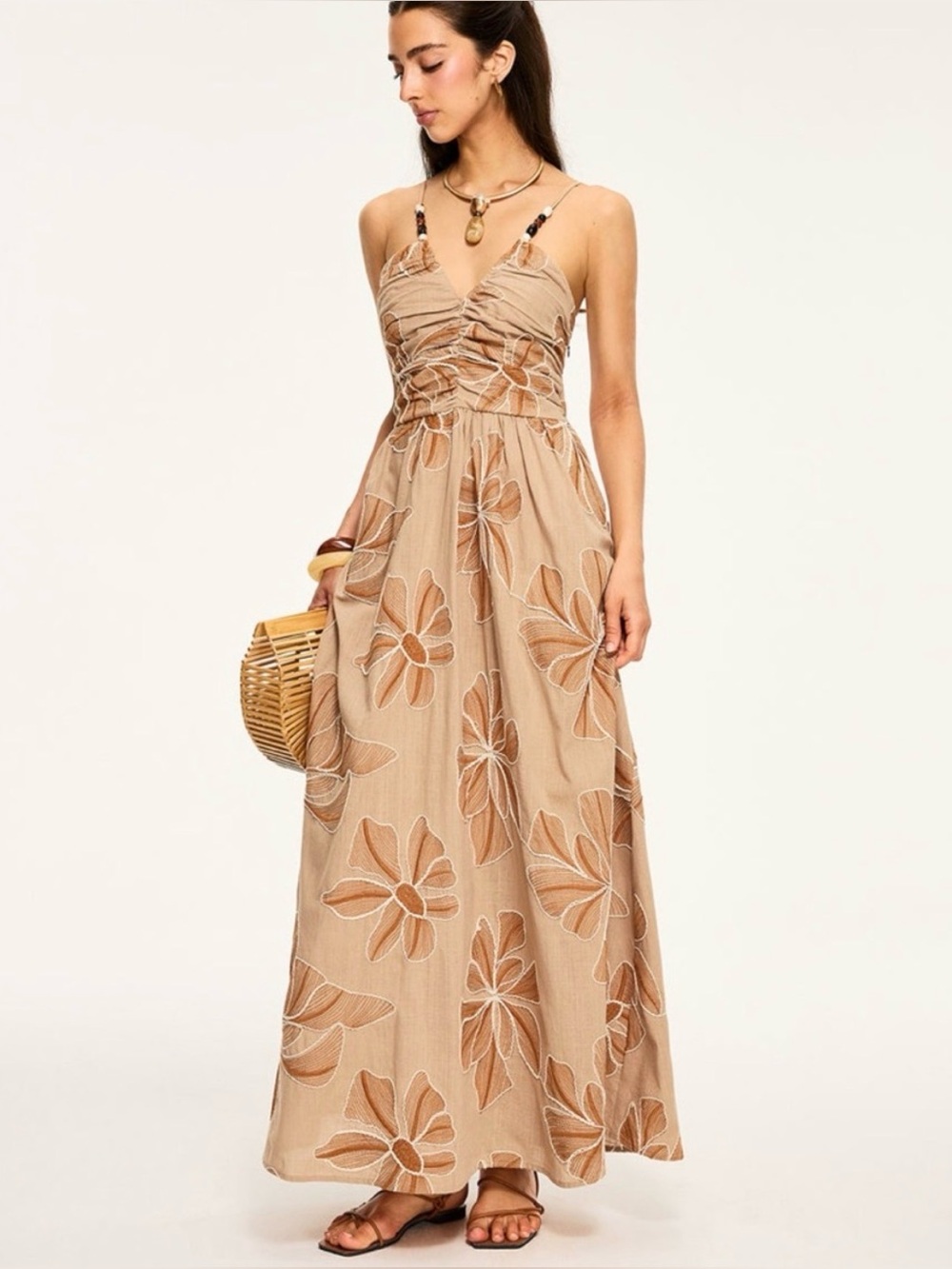 Commense Floral Embroidered Maxi Dress